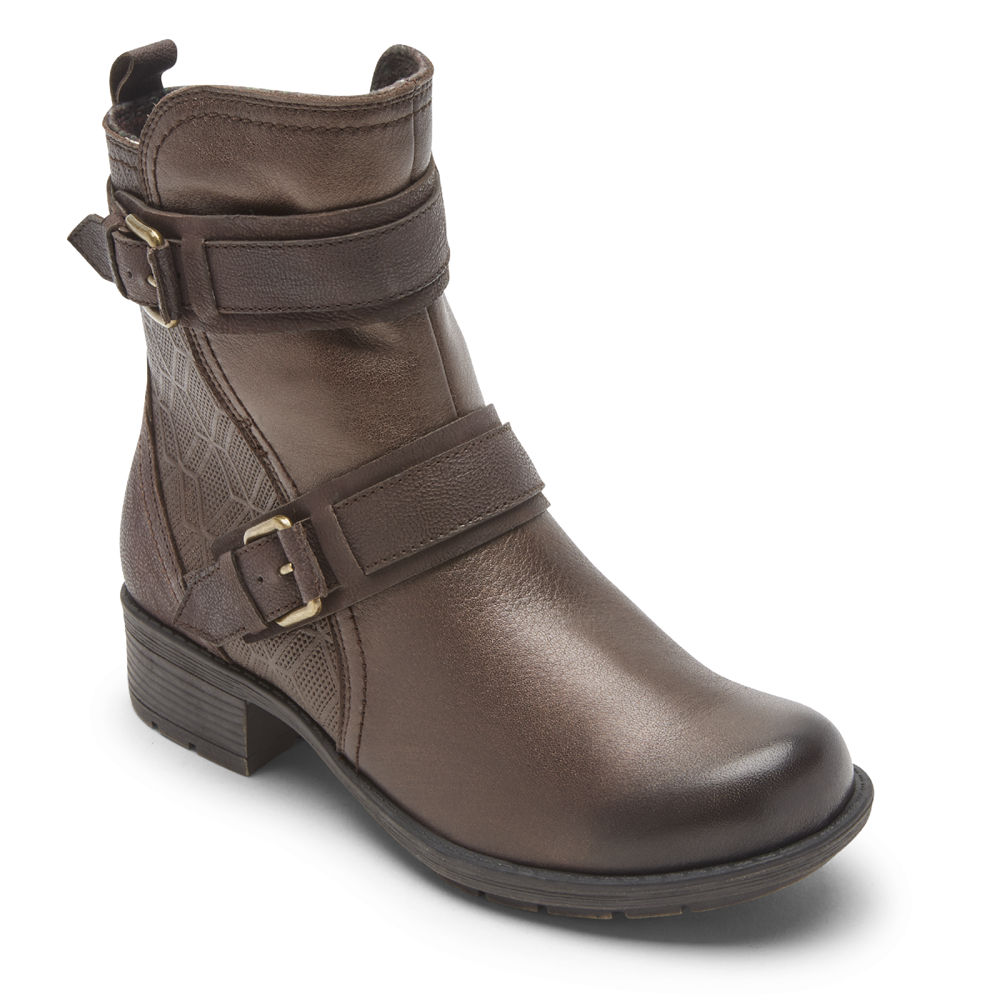 Botas Rockport Mujer Mexico - Cobb Hill Alessia Strap Marrom Oscuro - SGBRM3829